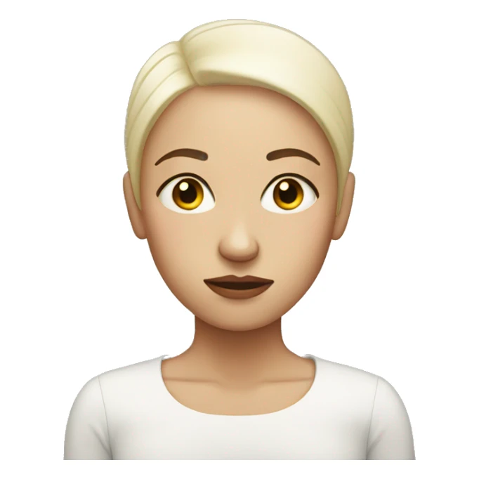 very very sad bald woman with light skin sticker