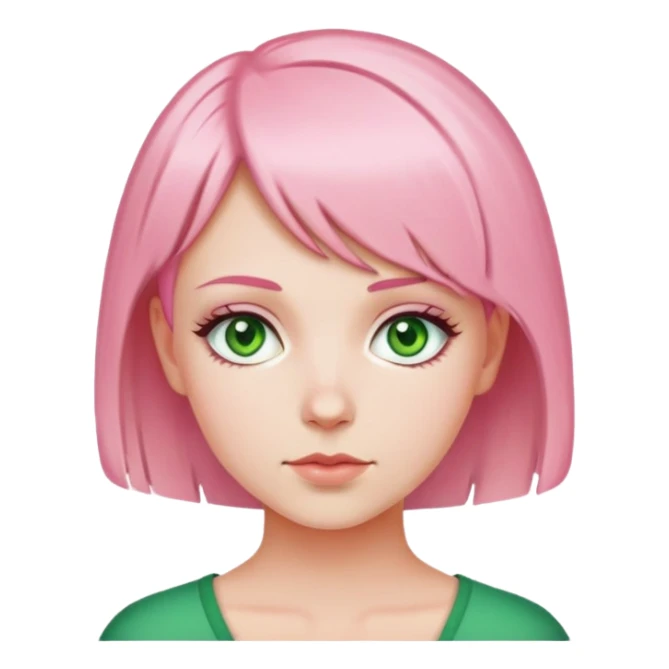 Garota branca com cabelos curtos rosa e olhos verdes sticker