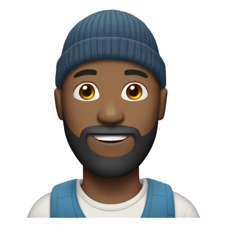 Black bald man with a beard and beanie full body sticker