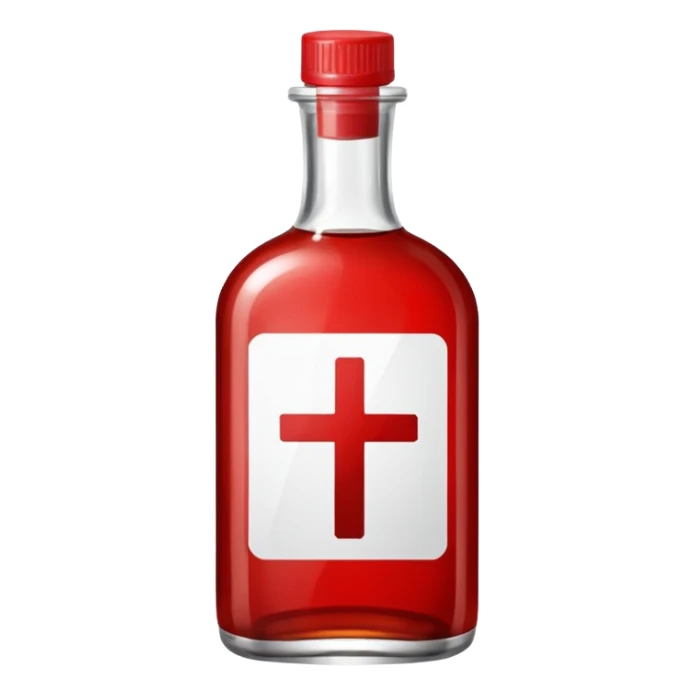 medicine syrup and cross sign above thse sticker