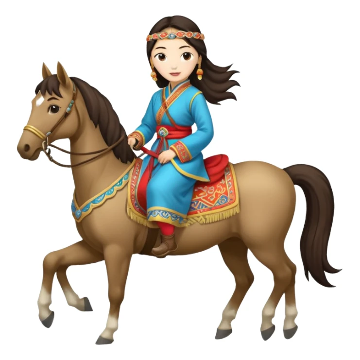 mongolian woman on horse full body sticker