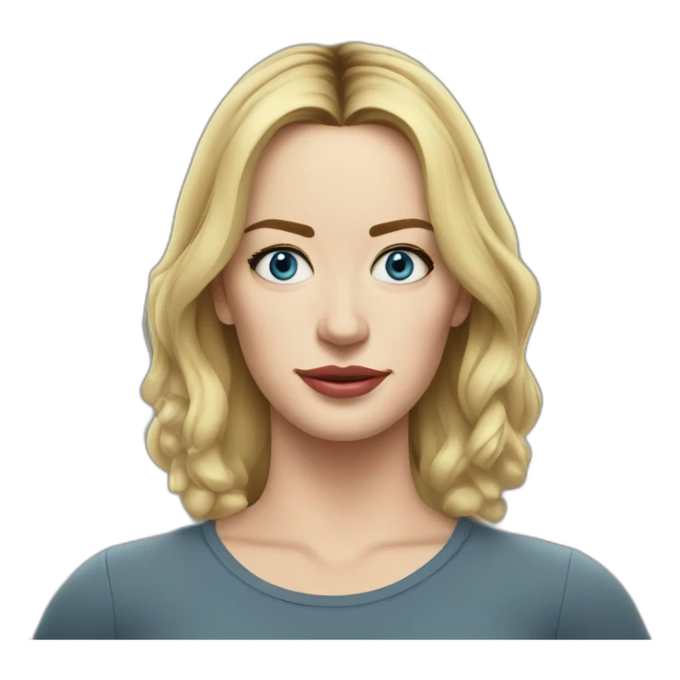 blonde Emily blunt serious cartoon wearing tee sticker