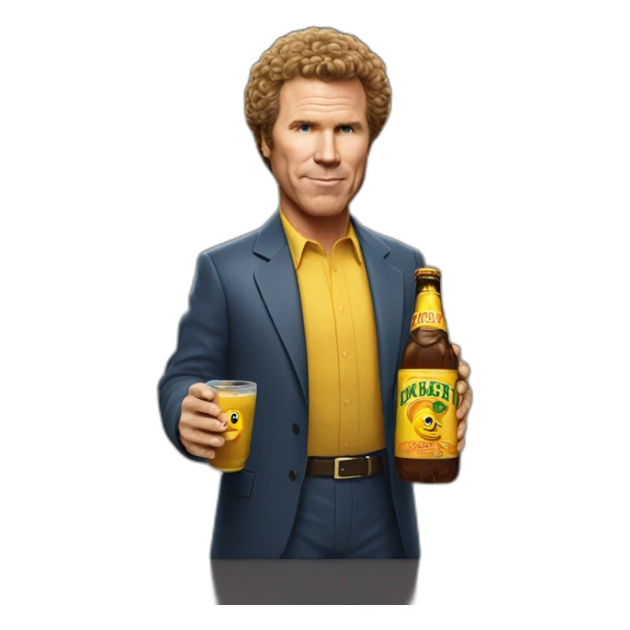 Will Ferrell with a bottle of buckfast sticker
