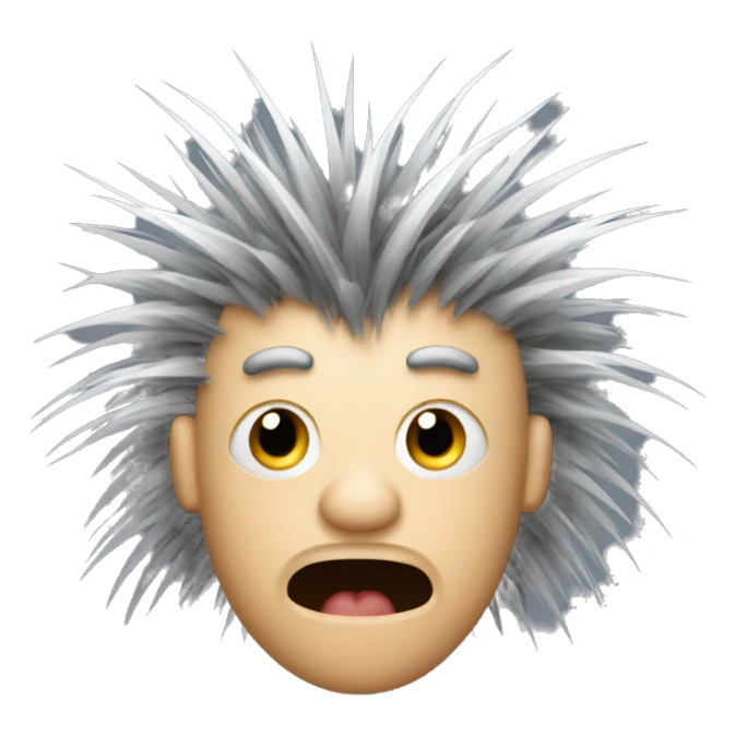 Porcupine man with star eyes looking shocked dizzy static hair sticker