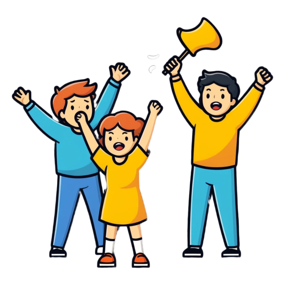 (cheering man celebrating) the singing of (divorce papers) next to (sad crying woman) art influence two subjects sticker