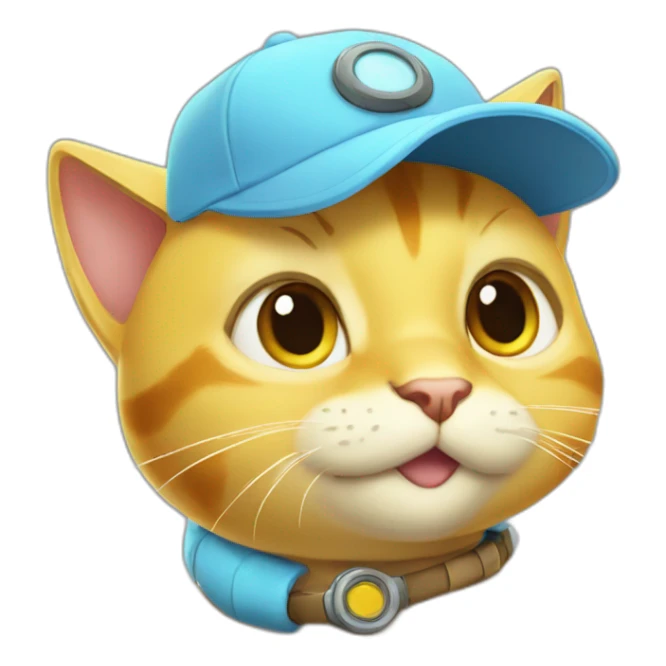 Yellow cat with cap of squirtle sticker