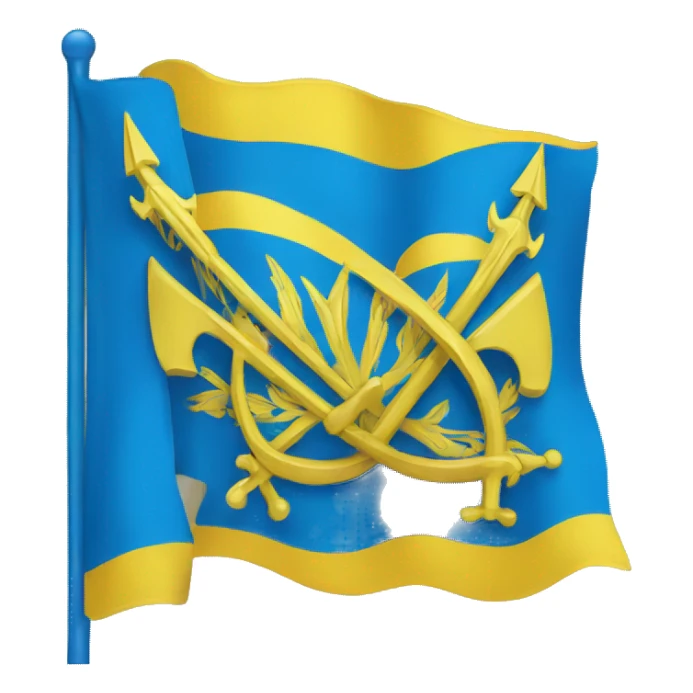 Blue flag with yellow Ukrainian trident in the middle sticker