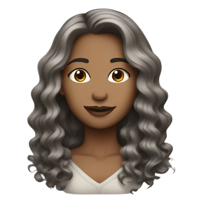 shoulder length wavy brown and grey  hair sticker