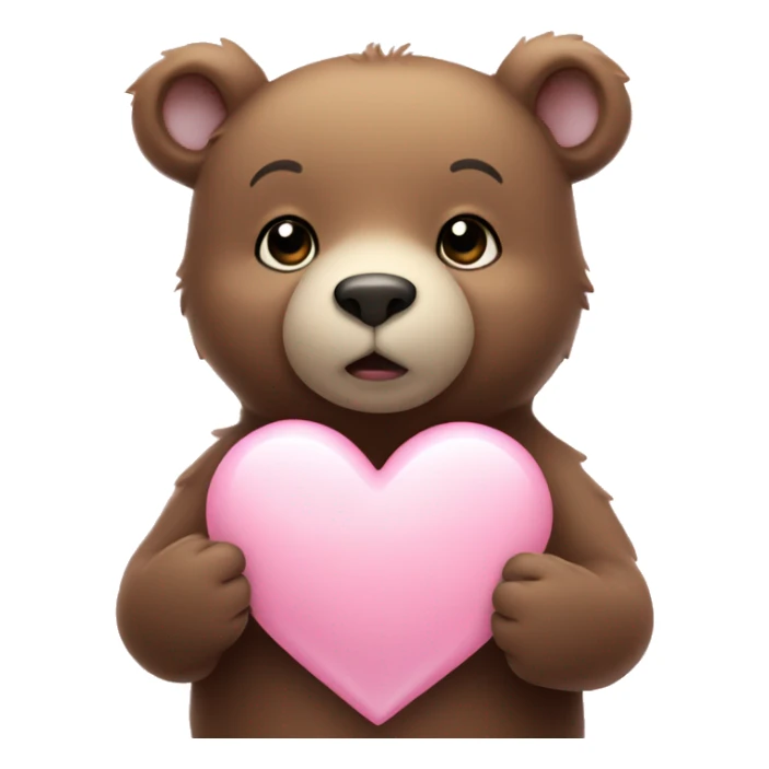little bear holding light pink heart  sticker