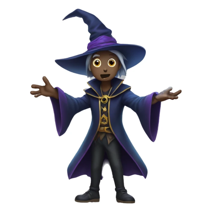 Dark magician casting a spell, iOS emoji style art sticker