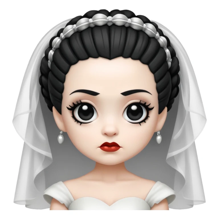 cute chibi Bride of Frankenstein with big eyes and black and white hair sticker