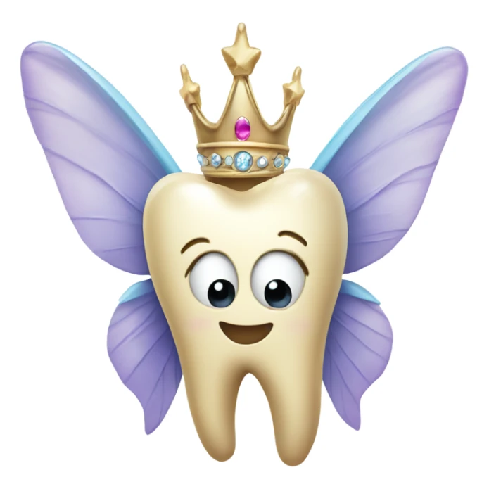 tooth with fairy wings and a tiara and wand sticker