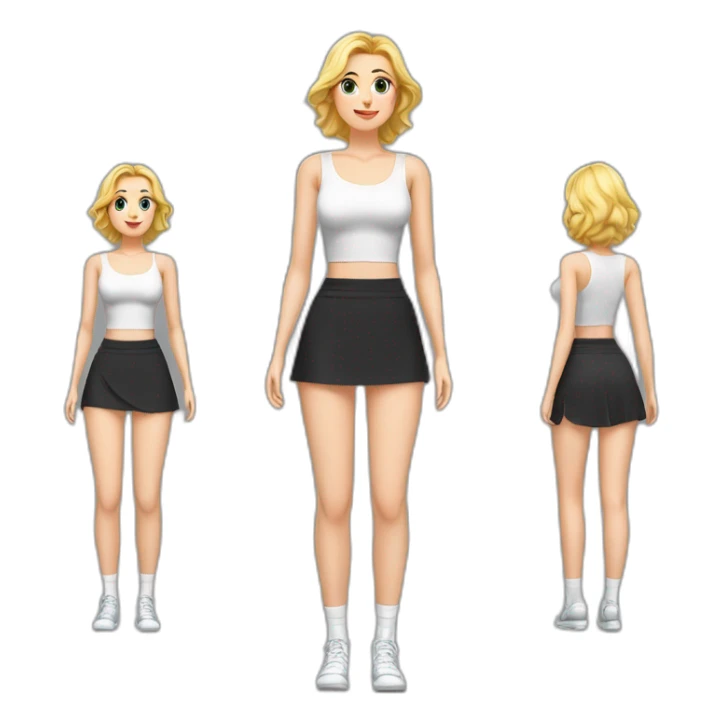 full-body-caucasian-curvy-beauty-наклоняется к земле-short-black-skirt-back-and-front-views-strong-wind-knickers-long-white-socks sticker