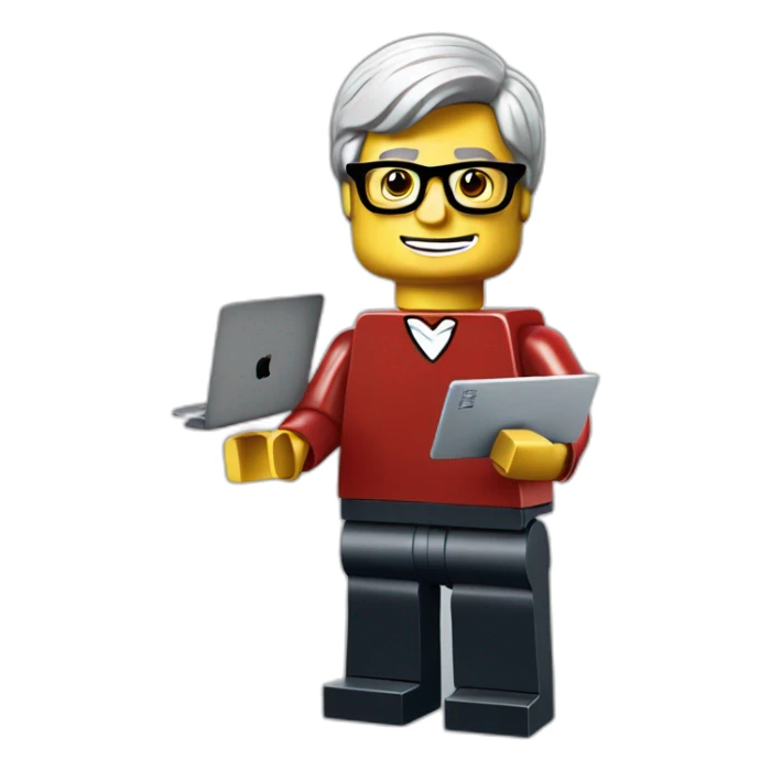 lego Tim cook with a MacBook in his hand sticker