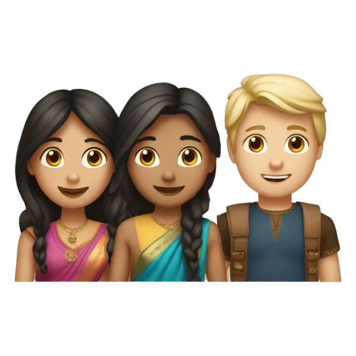 1 indian girl, 1 blond boy, 1 brunette boy sticker