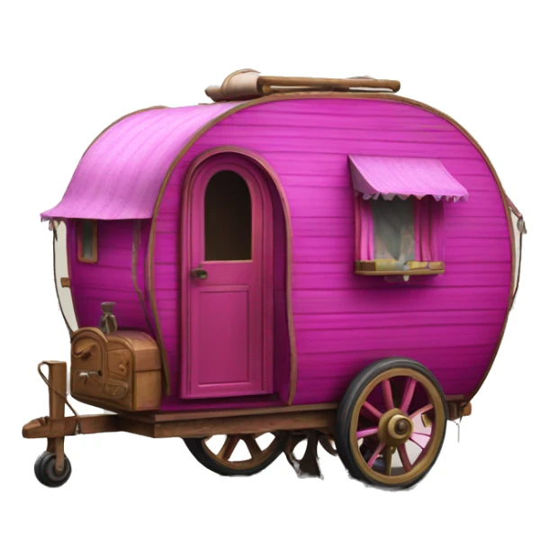 Realistic magenta vintage round gypsy caravan wagon camper sticker