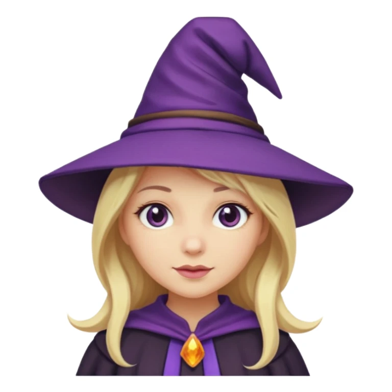 witch in purple hat with blond hair cute sticker