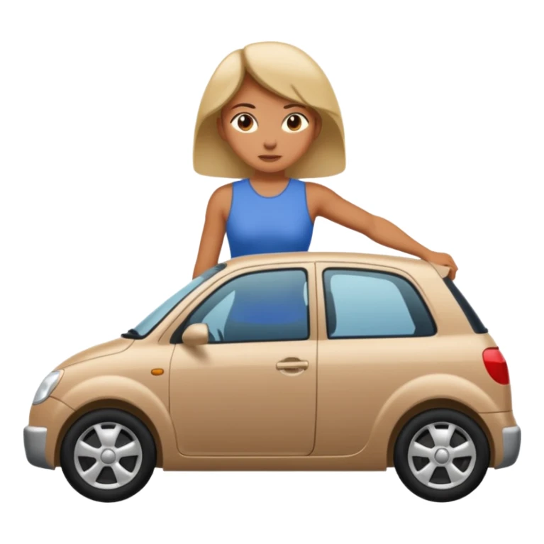 mujer empujando un carro automovil  por la parte trasera sticker