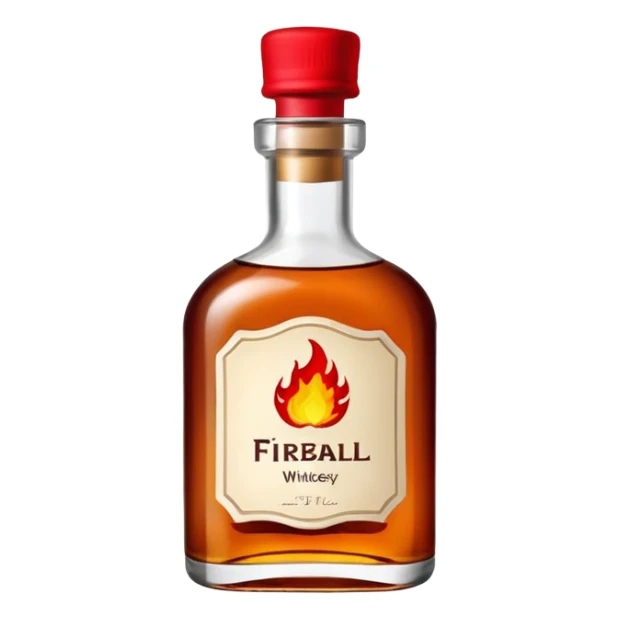 Small tiny bottle of whiskey called fireball with a red cap cute  sticker
