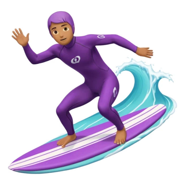 glitter surfer purple surf in wave ocean cian sticker