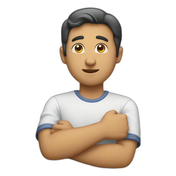 greeting man with put his hand on his chest sticker