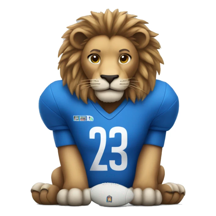 A lion wearing a blue football jersey  sticker