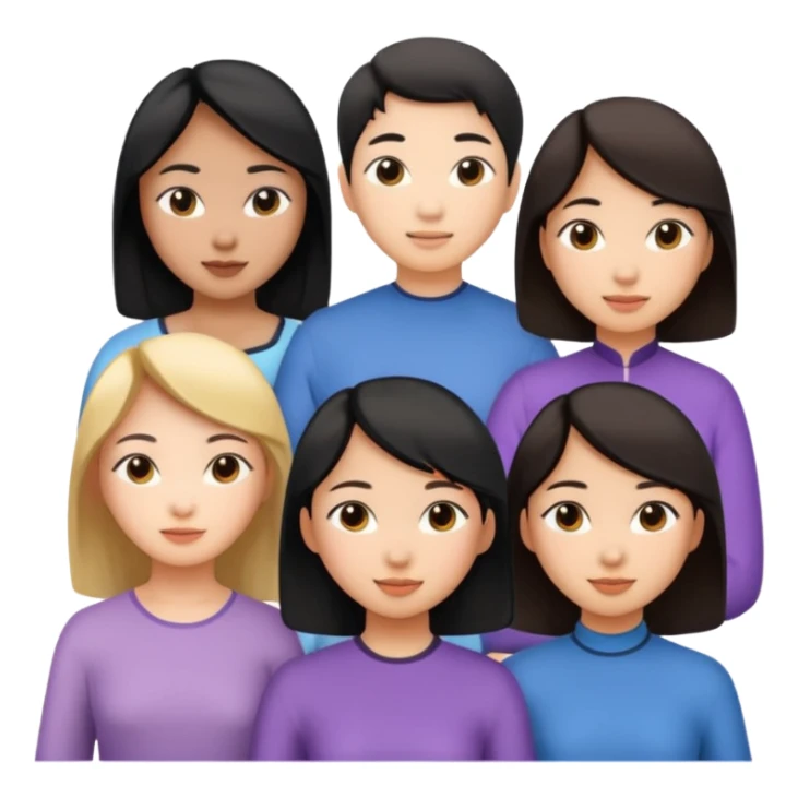 Friendship - relationship of mutual affection between people -  girls and a boy of various races with at least one asian girl. Show their necks, and shoulders please sticker
