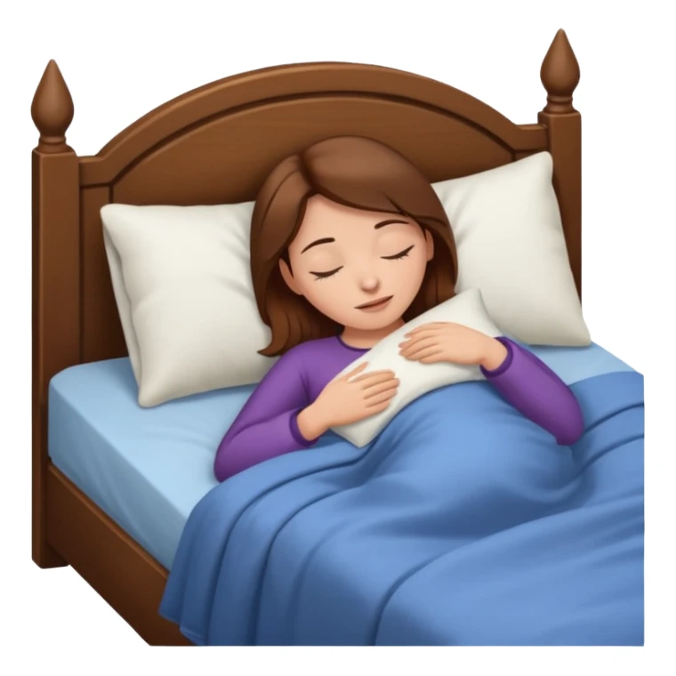 Woman with brown hair sleeping in bed sticker