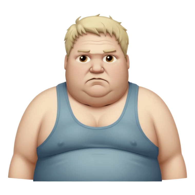 extremely morbidly obese middle aged white man in wifebeater with  dirty appearance. His hair is very greasy and he looks lazy and uncaring sticker