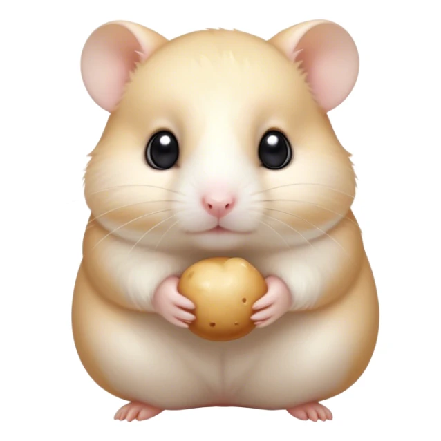 Cinematic Noble Cream Hamster Portrait Emoji, Poised and regal, with a tiny, compact build and a smooth, pristine cream fur, deep-set soulful dark eyes, Simplified yet sharp and sophisticated features, highly detailed, glowing with a soft, dignified glow, high shine, intelligent and energetic, stylized with an air of miniature elegance, focused and attentive, soft glowing outline, capturing the essence of a watchful and confident rodent, so majestic it feels as though it could scurry out of the screen with effortless authority! sticker