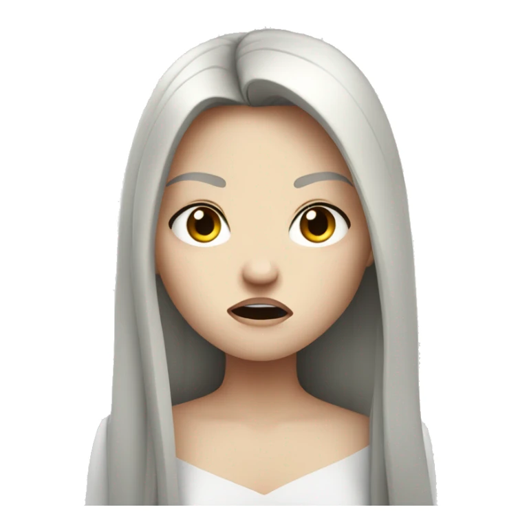 Angry pale girl with long black hair  sticker