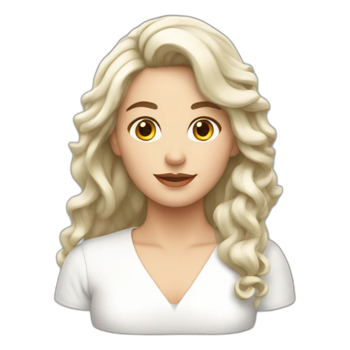 Femme blanche cheveux châtain mi long sticker