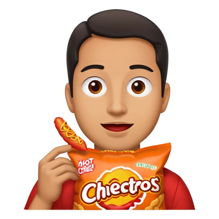 Ash Trevino eating a bag of hot Cheetos sticker