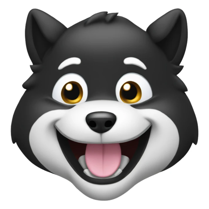 black siba inu face | grinning squinting face | laugh | mouth | satisfied | smile sticker