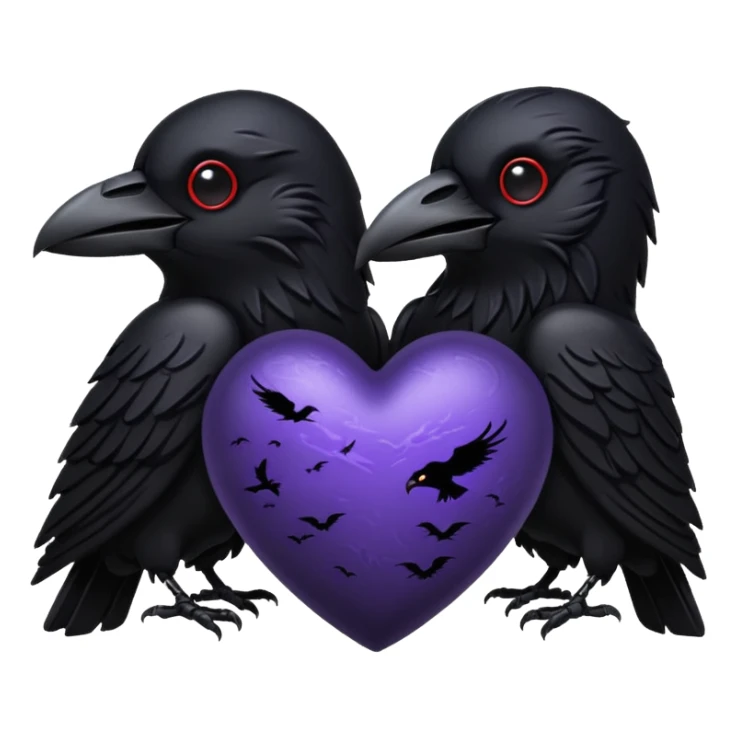 emo heart with night sky and dark ravens sticker
