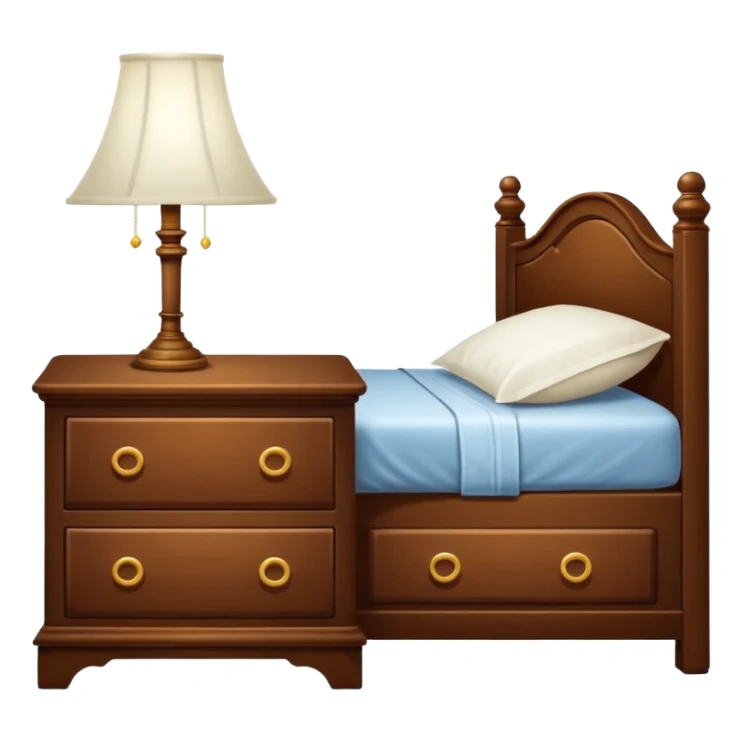 a Cupboard-commode-drawer-night-bed-stand furniture with a night lamp on  sticker