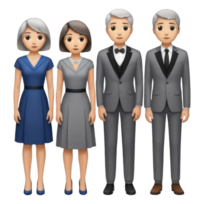 Three designers are standing in a triangular formation. The older woman with short hair is in the middle, and the other two, a young woman with medium-length hair and a man, are below her. sticker