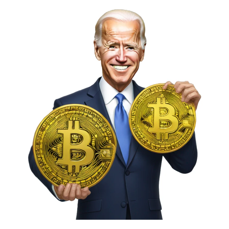President Biden holding a Bitcoin sticker