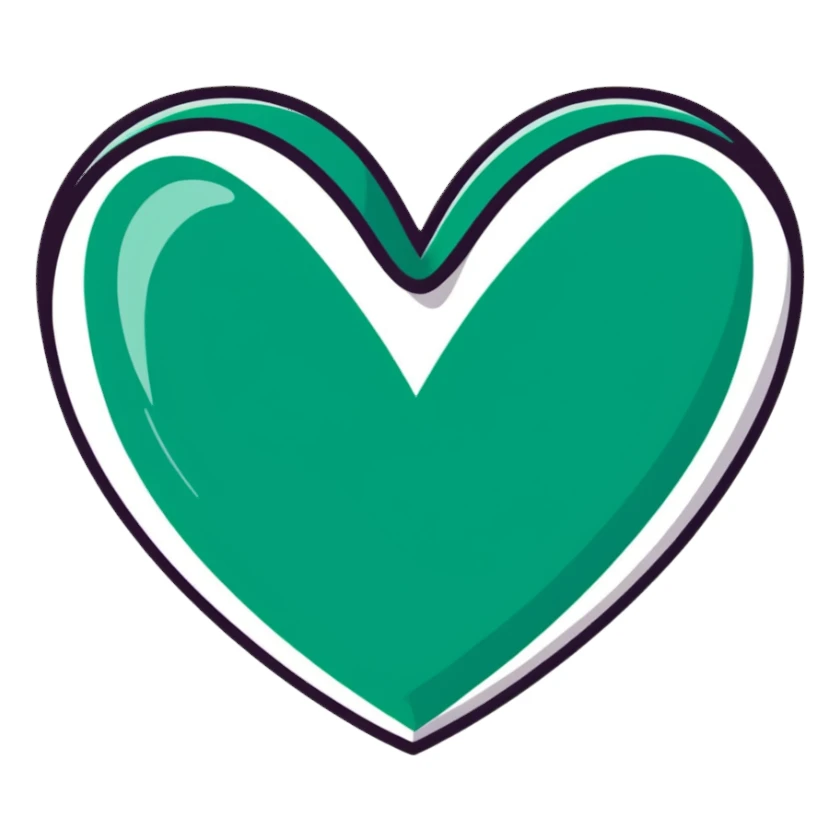 Beautiful elegant Maya-inspired heart symbol, refined clean geometric lines, sophisticated, dark green on white sticker
