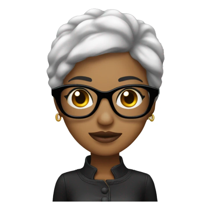 Mujer morena cabello negro con lentes sticker