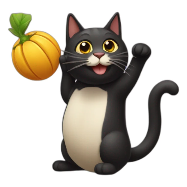 Gato negro jugando con una lagartija sticker