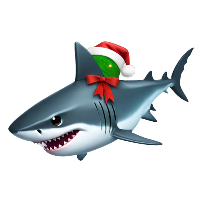 Shark with gun and black Christmas hat sticker