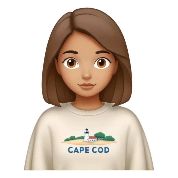 Italian girl wearing crewneck sweater that says cape cod on it sticker