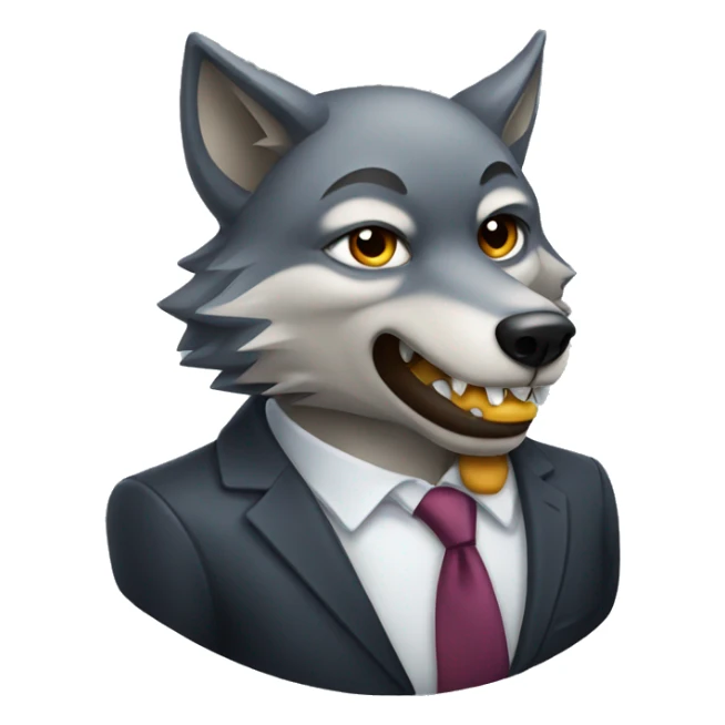wolf biting his lip wearing a suit sticker