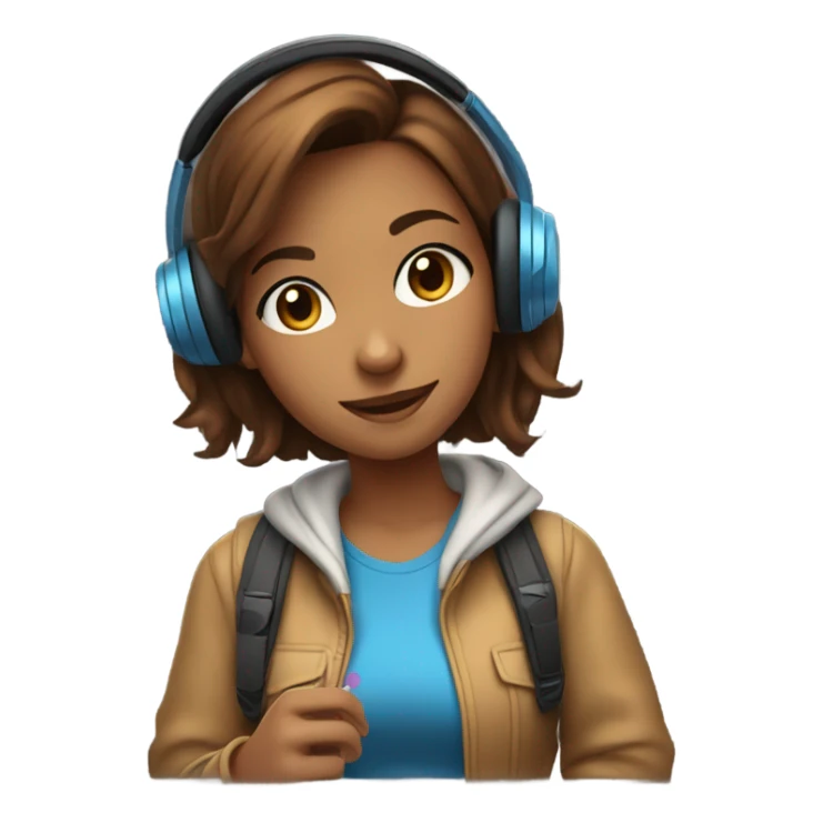 Brown hair gamer girl sticker