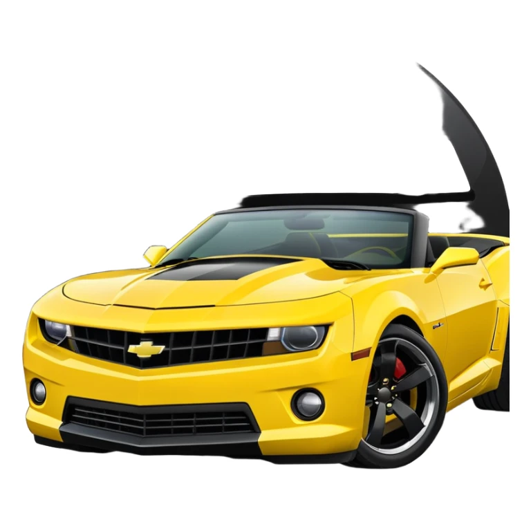 Yellow Camaro with black hood and black roof top sticker