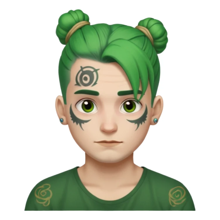 green hair bun and lots of face tattoo guy sticker
