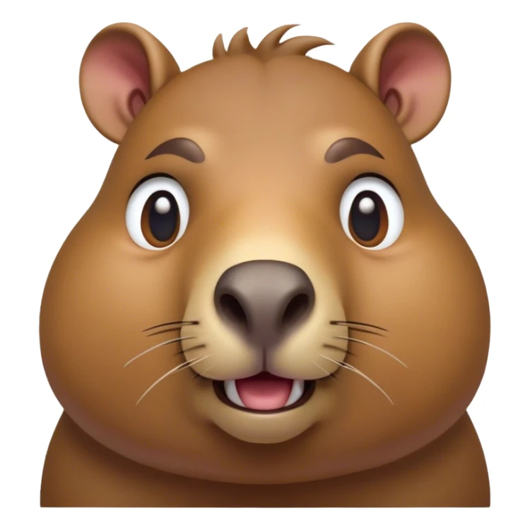 Cinematic Comical Capybara Portrait Emoji, Head tilted dramatically with an exaggeratedly shocked expression, featuring a robust, rotund build with wide, comically expressive eyes full of humorous disbelief, Simplified yet hilariously expressive features, highly detailed, glowing with a slightly sassy natural glow, high shine, dramatic yet playful, stylized with an air of quirky charm, soft glowing outline, capturing the essence of a meme-worthy capybara that looks ready to side-eye its way into viral fame! sticker