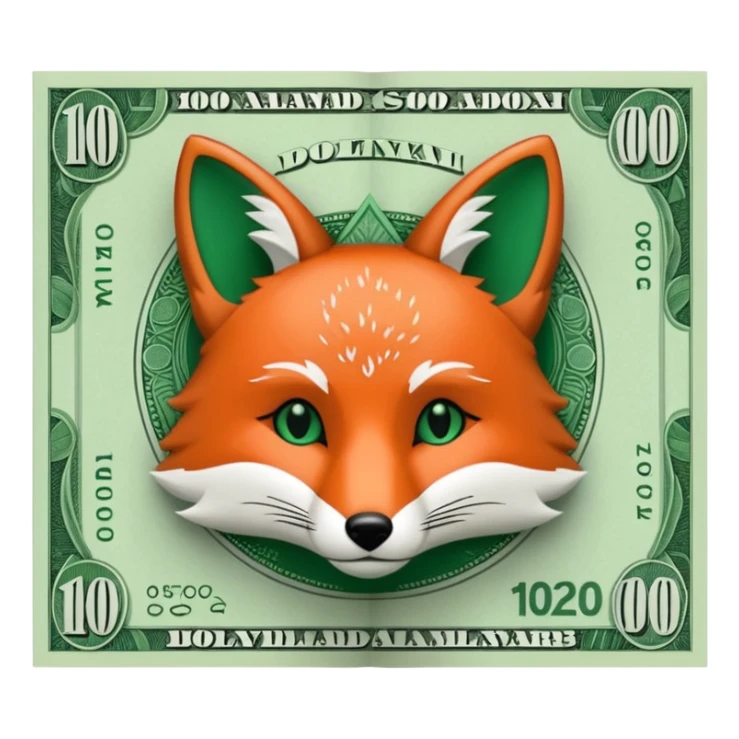 make 100 dollar bill with a small fox head outline in the middle sticker