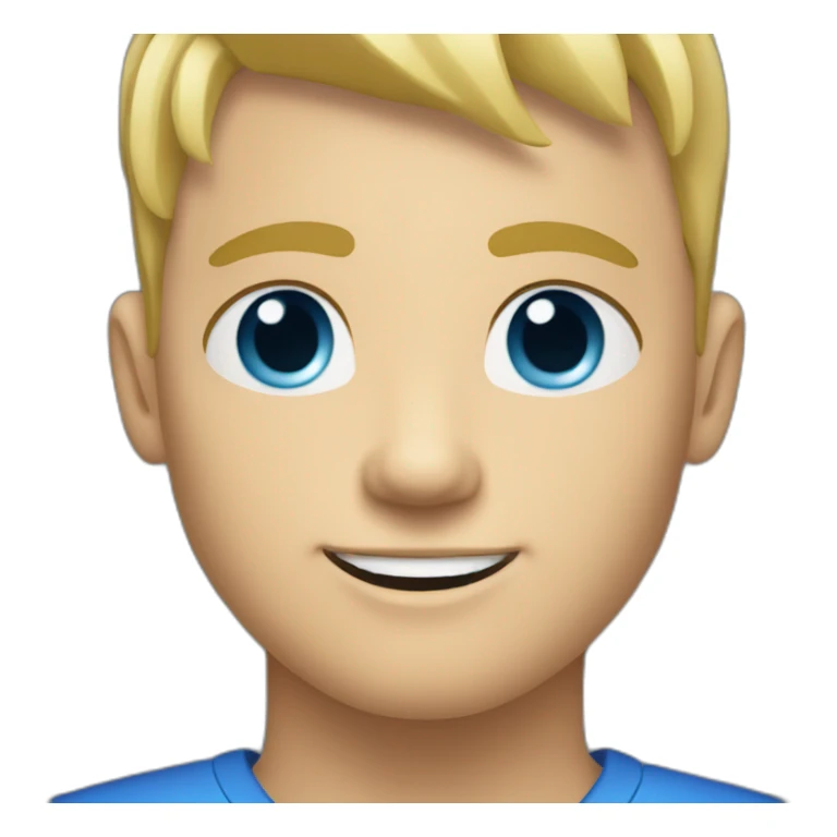 Blond hair blue eyes young male face. Buzz cut sticker